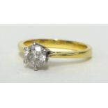 A diamond solitaire ring size M, 18ct , approximately .40 carat.