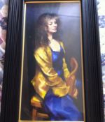 ROBERT LENKIEWICZ (1941-2002) oil on canvas 'Study Karen Ciambriello in Yellow and Blue' signed