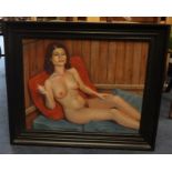 PIRAN BISHOP 'Reclining Nude', oil on canvas, 40cm x 50cm