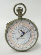 Open face stopwatch with four gauges in working order.