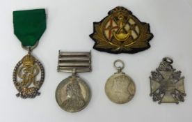 A Queens South Africa medal 9455 PTE G. MOORE. 46th Coy 13th IMP, YEO,  with three bars and four