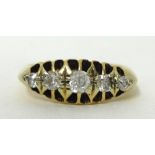 An antique five stone old cut 18ct diamond ring, size R