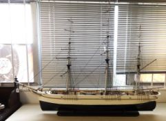 A scale model of a three masted Tea Cutter ship, 166cm long.