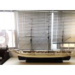 A scale model of a three masted Tea Cutter ship, 166cm long.