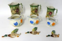 Collection of various china ware including graduated flying ducks.