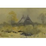 FRANK RICHARDS (1863-1935) watercolour 'Cottage Scene', signed, 25cm x 33cm