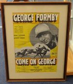 An original George Formby film poster, 'Come on George' 42cm x 27cm.