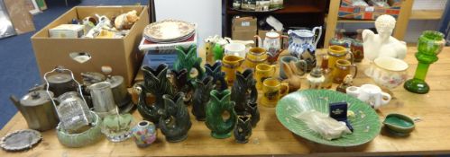 A large collection of various china ware, ornaments and trinkets including Wade barrel mugs,