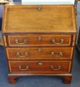 A 19th mahogany bureau cross banded, with fitted interior, 81cm wide