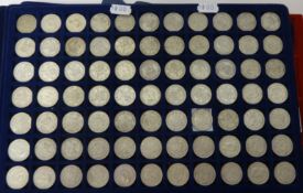 COINS a slide of various silver shillings, F / EF  to UNC (77)