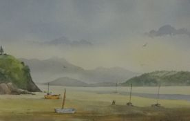 DAVE PILGRIM (Welsh artist) three watercolours Welsh Landscapes and a signed print (4), largest 28cm