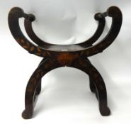 An X frame and inlaid dressing table stool, 62cm high.