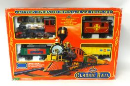 An Echo G Scale Classic Rail battery operated 20 piece Train Set, boxed