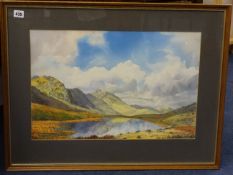 RONALD MANN watercolour 'Red Tarn, Lake District' signed, with exhibition label verso, Royal