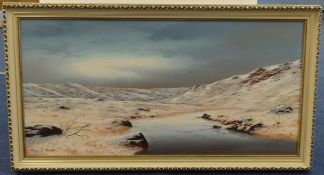 BRIAN HORSWELL oil on canvas 'Dartmoor in Winter', signed, 44cm x 91cm and another (2).