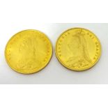 Two Victoria 1887 gold half sovereigns, with shield back, each a good grade (2)