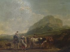 Unknown 19th century oil on canvas, signed 'GUYP' 'Rock and Figures', 47cm x 62cm.