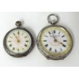 A Victorian silver fob watch the dial inscribed 'Sydney Herbert, Exeter' with pretty gilt decoration