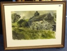 KEITH ANDREW (b 1947) watercolour, 'Rural Farmhouse Wales', title verso Shop-Y-Onwy, 36cm x 53cm