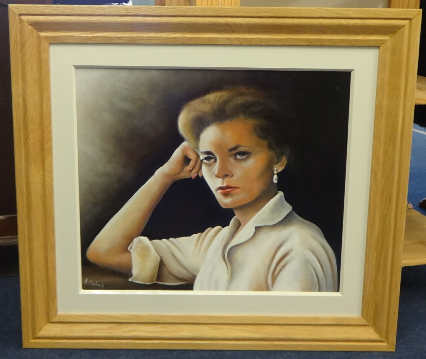 ARTHUR RODMELL (current Plymouth artist) oil on board 'Portrait of the Actress Lauren Mc Call',