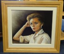 ARTHUR RODMELL (current Plymouth artist) oil on board 'Portrait of the Actress Lauren Mc Call',