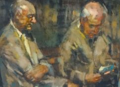 PATSY FARR 'Study of Two Men', pastel, signed, 47cm x 62cm