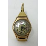 An Art Deco 9ct rose gold ladies Wristwatch, London 1934, the dial with a mother of pearl chapter