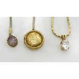 Three various pendant necklaces (gold weight 16.10g)