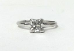 A diamond solitaire ring, princess cut, Size M, 0.95 carat, H/I colour,SI2/3.