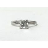 A diamond solitaire ring, princess cut, Size M, 0.95 carat, H/I colour,SI2/3.