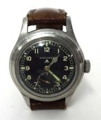Longines. A stainless steel manual wind military Wristwatch, reference 23088, case number 4388,