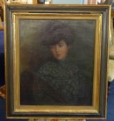 Unknown oil on canvas 'Japanese Lady' indistinctly signed verso, 53cm x 44cm.