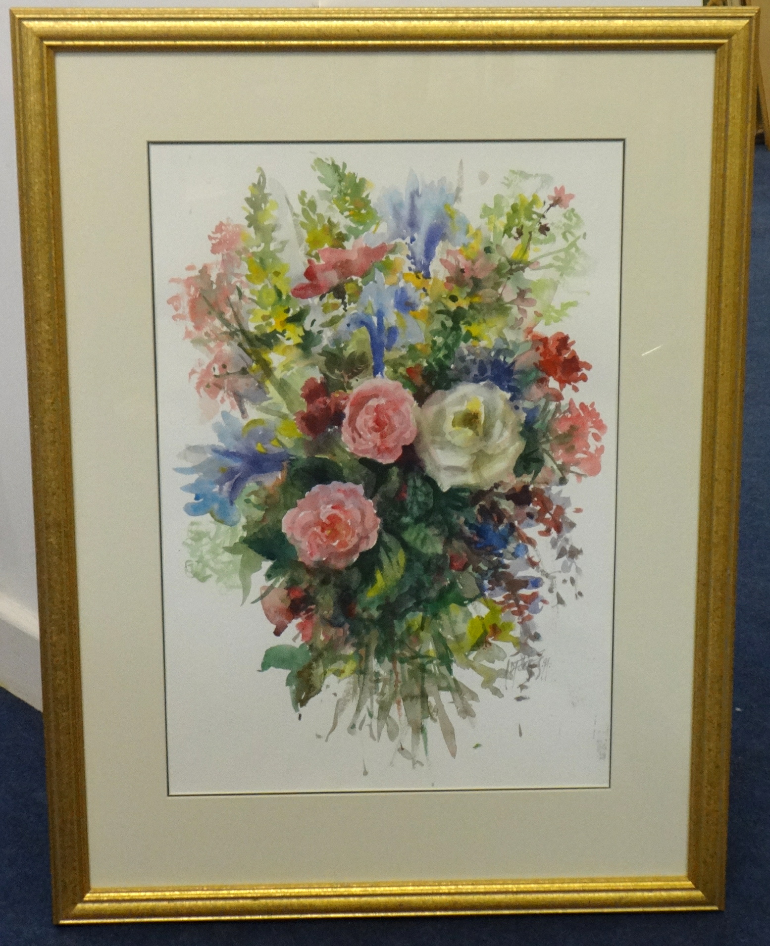 ANDREW DOUGLAS FORBES (Welsh artist) 'Still Life, Roses', watercolour, No 83, 55cm x 36.5cm - Image 2 of 2