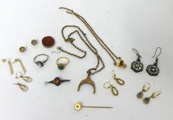 A collective lots of earrings, rings, brooches, tie pin etc