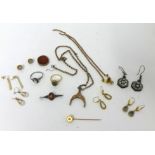 A collective lots of earrings, rings, brooches, tie pin etc