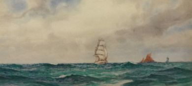 F.J. ALDRIDGE (1850-1933) watercolour 'Sailing Ships' and another, 21cm x 29cm