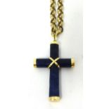 A Lapis Lazuli crucifix with gold mounts and 9ct gold link chain,(weight of gold chain 19g)