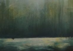 RICHARD LANNOWE HALL mixed media on paper 'Nocturne at Sea', 25cm x 34cm