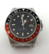 Rolex. A gentleman's stainless steel "Fat Lady" GMT Master II, Oyster Perpetual Date Wristwatch,