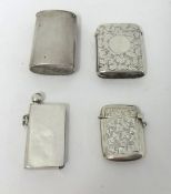 Four various silver match vesta's (4)