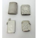 Four various silver match vesta's (4)