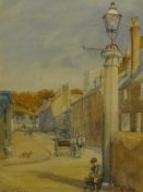 BROOK HARRISON (Shoreham artist), two watercolours circa 1900 'Church Street Shoreham' and 'Bridge