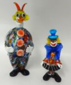 A Murano glass clown decanter and another Murano figure (2)
