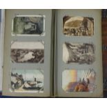 Collection of Edwardian and later postcards, approximately 190, in album and some GWR cards.