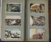 Collection of Edwardian and later postcards, approximately 190, in album and some GWR cards.