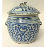 A 19th century Chinese porcelain blue and white jar and cover, 23cm.