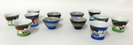 A collection of twelve various Japanese 'whistling' sake cups