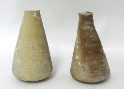 Antique Pottery, two grey stoneware ceremonial/ ritual bottles, possibly 14th/15th century, height