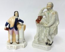 Two figures, William Shakespeare and another poet, tallest 27cm