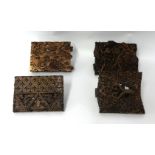 Four Javanese antique Batik fabric stamps, copper, Indonesian, (4),